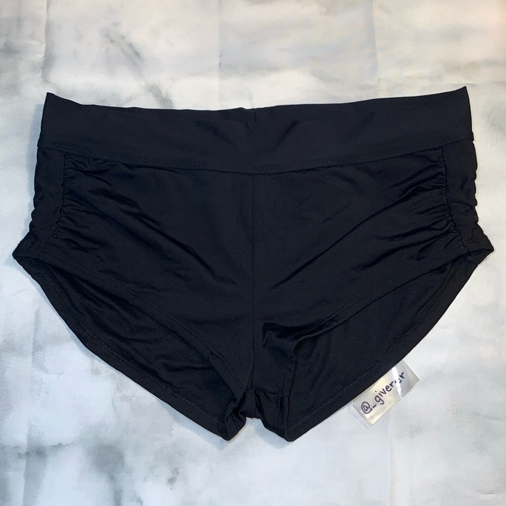 NWOT Large Ruched Black Swim Bottoms Mossino